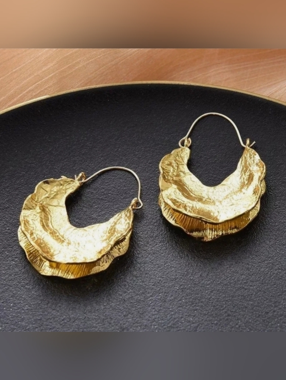 Gold Vintage Drop Hoop Earrings